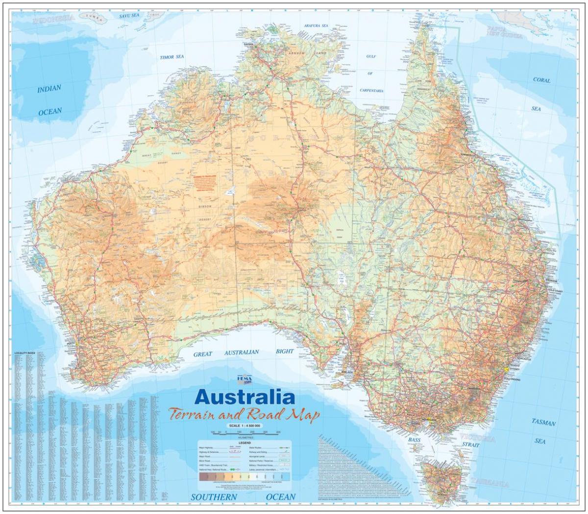 Ausztrália Domborzati Térkép groomania